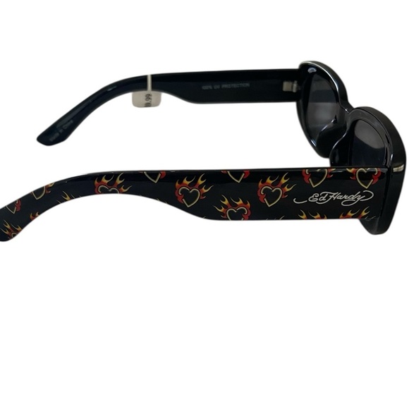 Ed hardy sunglasses black frames heart print women NWT